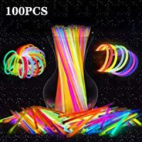 LeeHur - Paquete de 100 barras-pulseras fluorescentes para fiestas- partidos- etc- colores surtidos